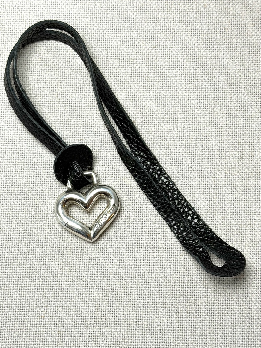 BRIGHTON Black Leather Replacement Heart fob Purse Bag Charm Key Fob Tag